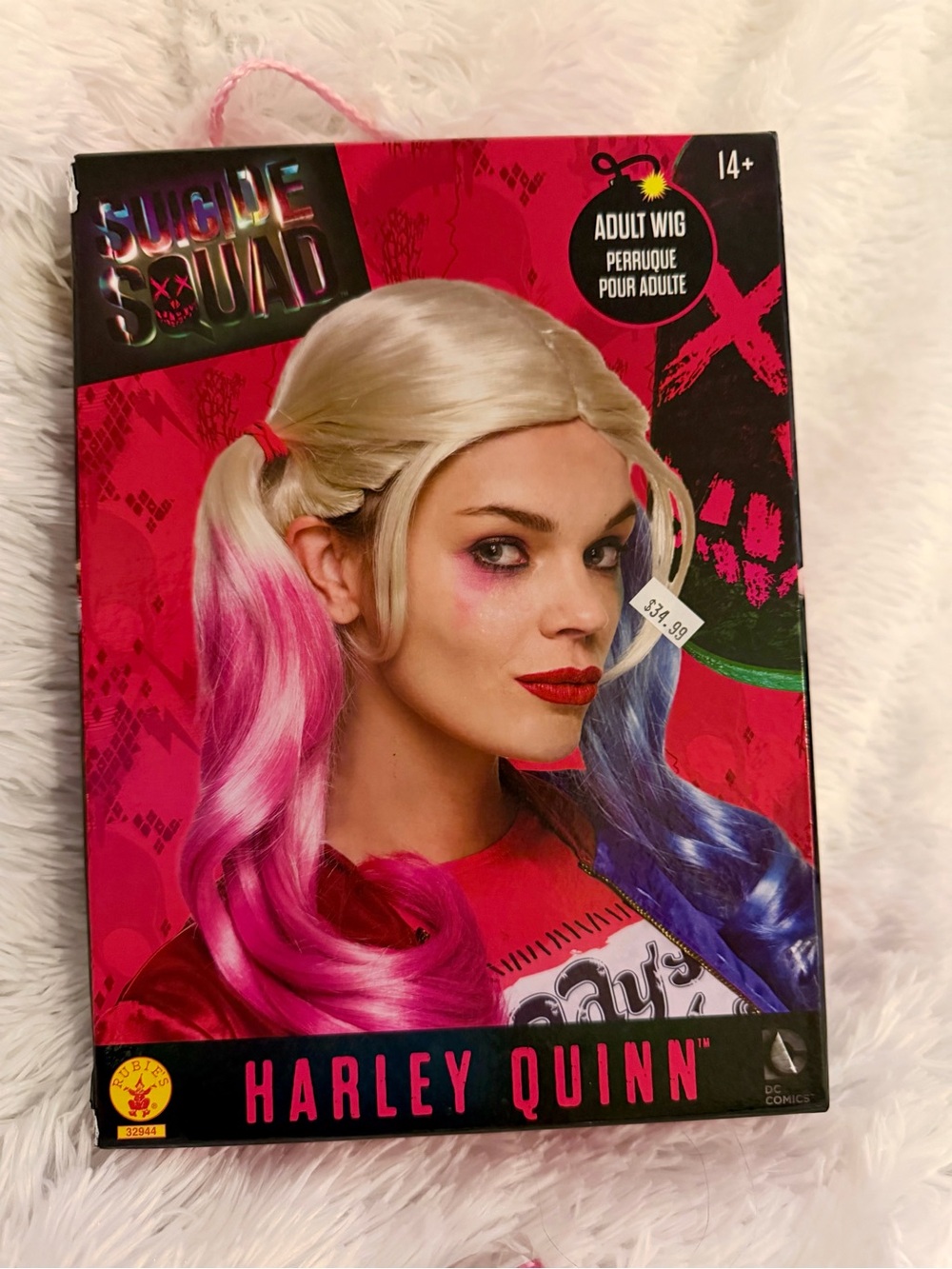 Suicide Squad Harley Quinn Blonde Wig with Pink & Blue Tips - Adult - NIB